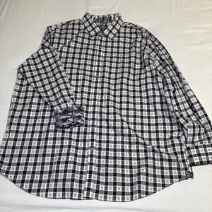 Robert Graham Black White Check Flip Cuff Contrast Button Shirt Mens Sz 3XL EUC